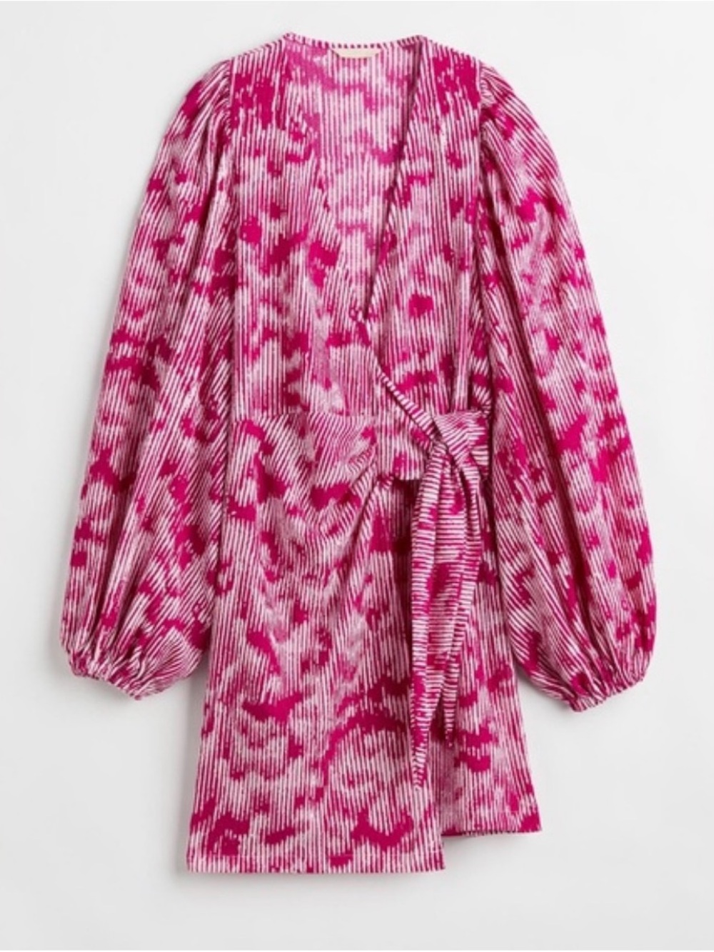 H&M Hot Pink Patterned Wrap Dress Sz XS/S